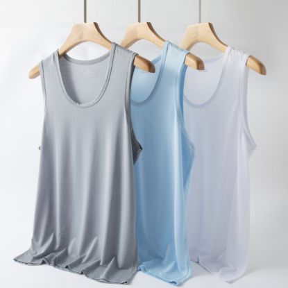 Picture of Summer Mesh Ice Silk Vest Men's Sports Breathable Quick-drying New Sleeveless Fitness Base Thin Round Neck