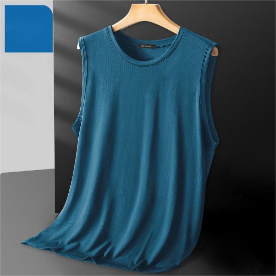 图片 冰丝速干男士背心短袖夏季胖子大码宽松半袖网眼透气凉感体T恤衫