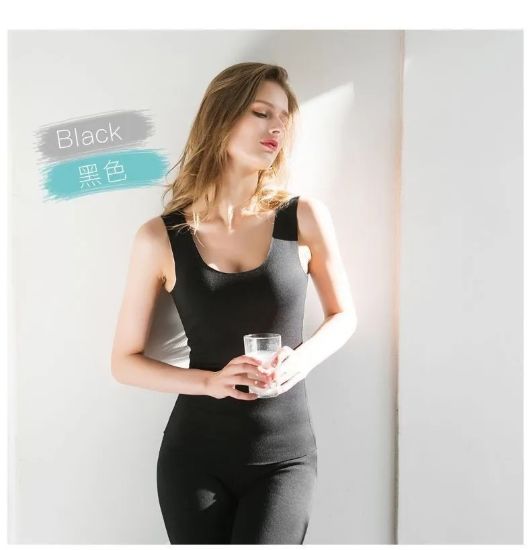 图片 V领无痕背心修身款弹力宽肩加绒加厚背心仿德绒双面绒