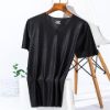 Picture of Ice Silk Traceless Plaid Short-sleeved T-shirt Men's V-neck Summer Thin Stretch Top Grid Sports Quick-drying T-shirt Half-sleeved
