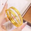 Picture of Old French gold four-leaf clover bracelet old money Fashion Women's high-grade brass plated real gold bracelet for a long time does not fade