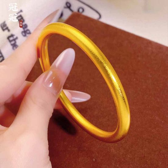 Picture of Gold shop with copper plated real gold plain ring Lotus bracelet inside and outside Color Women's Light luxury high-grade gold bracelet does not fade for a long time