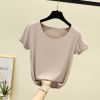 图片 面膜短袖t恤女夏莫代尔无痕大码打底衫纯色修身内搭显瘦薄款上衣