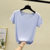 图片 面膜短袖t恤女夏莫代尔无痕大码打底衫纯色修身内搭显瘦薄款上衣