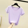 图片 面膜短袖t恤女夏莫代尔无痕大码打底衫纯色修身内搭显瘦薄款上衣