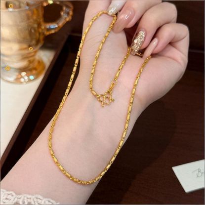 图片 极简金色节节链项链