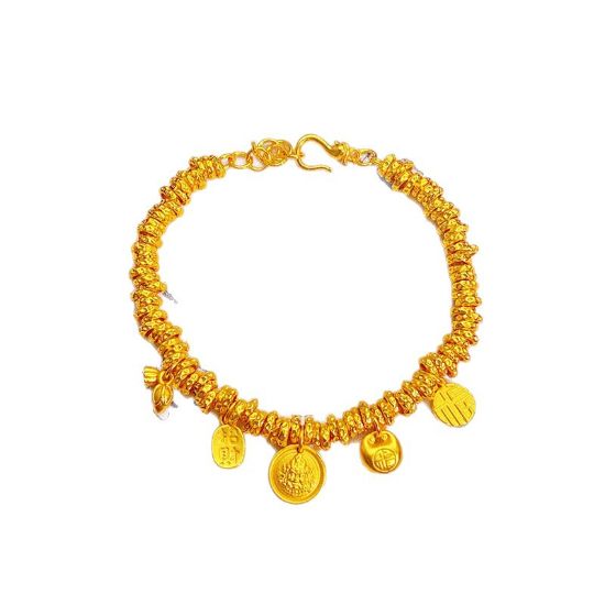 Picture of Five Emperors Money Yellow God of Wealth Wrapping Bracelet Women's New Chinese-style Gold Sand Gold Lucking Nafu Bracelet