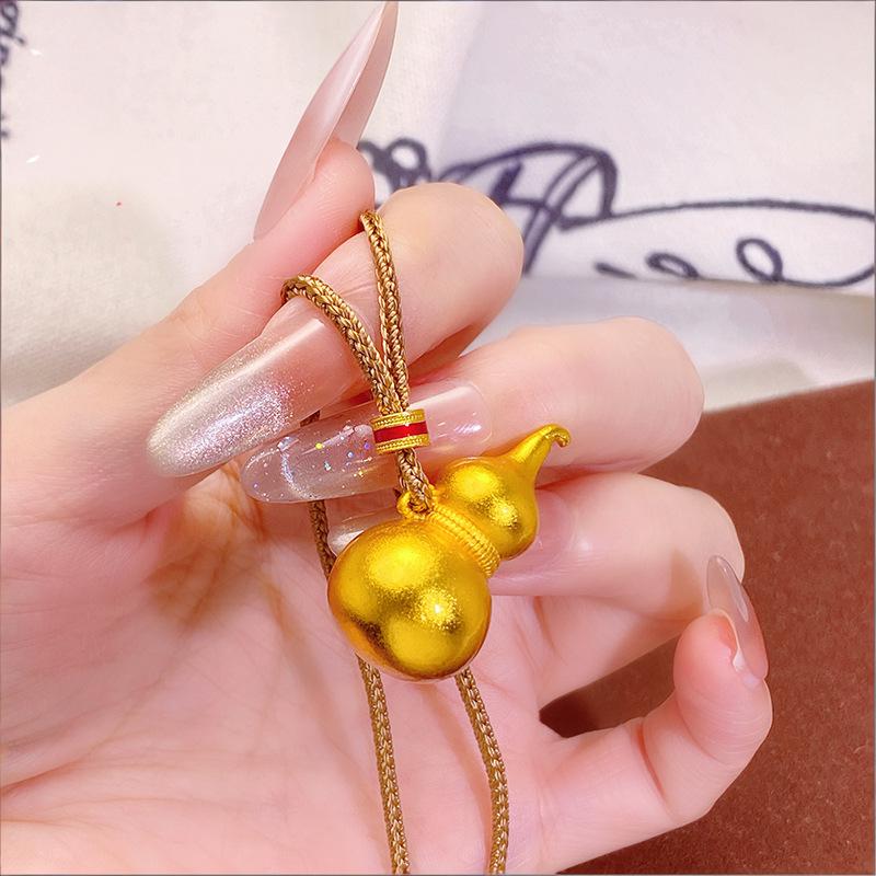 【 N1-1-6】带边扣葫芦吊坠+咖色如意绳