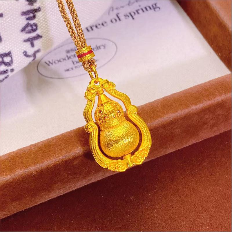 【N6-1-10】转动拉丝葫芦吊坠+咖色麻绳 [+10%]