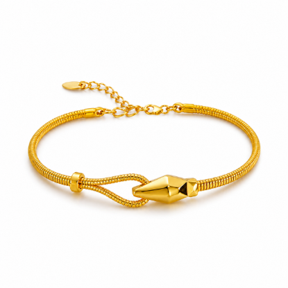 Picture of Gold-Tone Geometric Snake Chain Bracelet