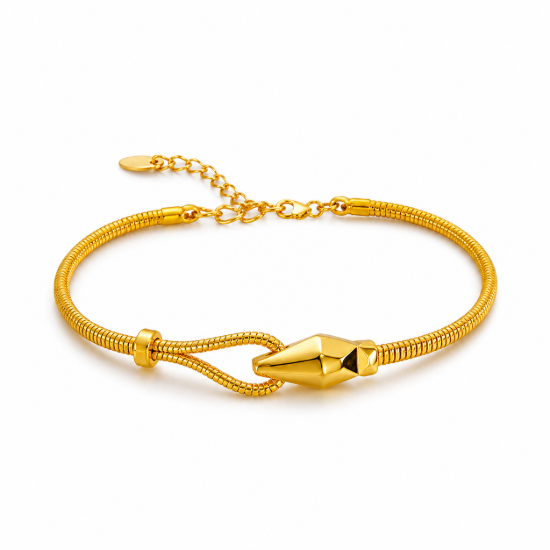 Picture of Gold-Tone Geometric Snake Chain Bracelet